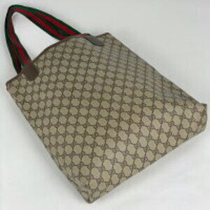Gucci tote GG bag shoulder Sherry canvas brown red Line green